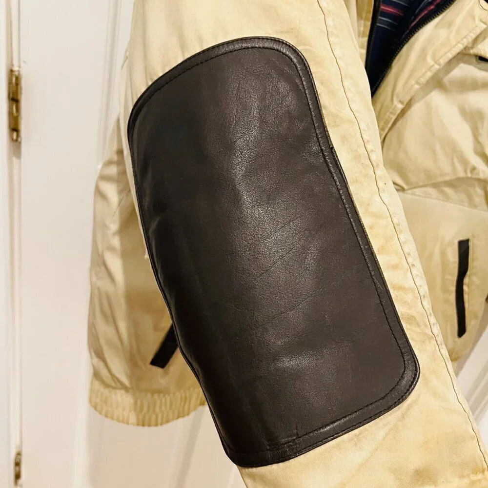 Vintage Penfield Distressed Down Puffer Jacket Coat with Leather Elbow Patches L